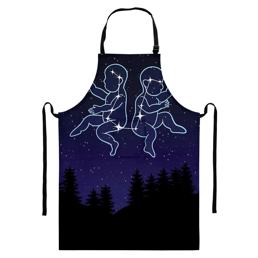 Gemini Constellation Print Bib Apron With Pocket