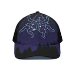 Gemini Constellation Print Black Mesh Trucker Cap