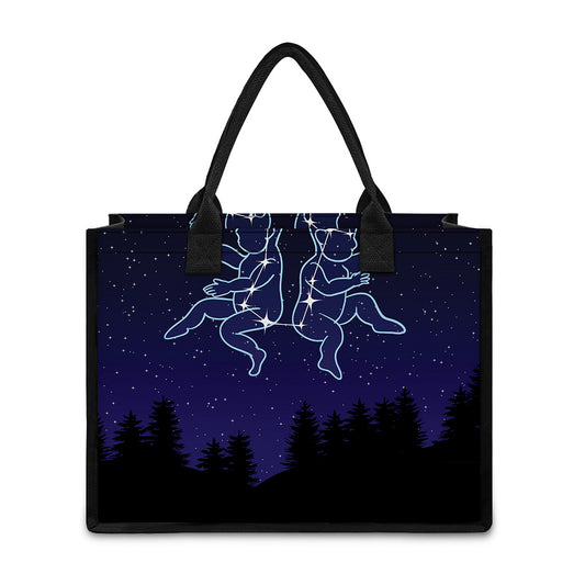 Gemini Constellation Print Canvas Tote Bag