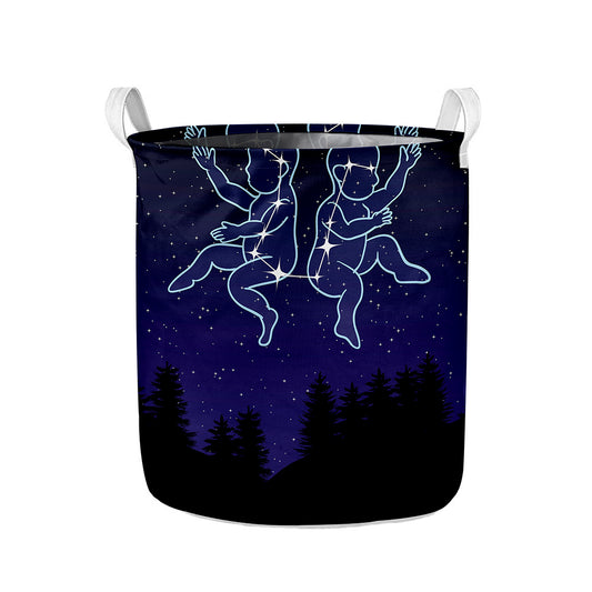 Gemini Constellation Print Collapsible Laundry Basket