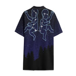 Gemini Constellation Print Cotton Hawaiian Shirt