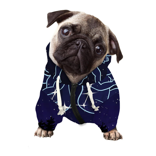 Gemini Constellation Print Dog Zip Up Hoodie