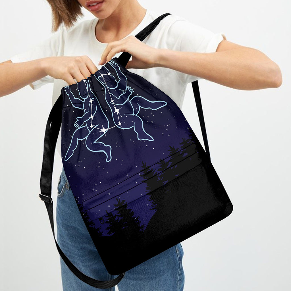 Gemini Constellation Print Drawstring Backpack