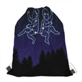 Gemini Constellation Print Drawstring Bag