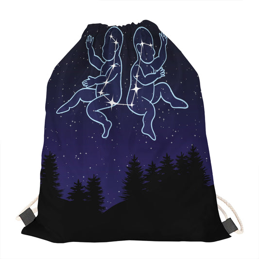 Gemini Constellation Print Drawstring Bag