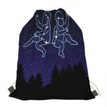 Gemini Constellation Print Drawstring Bag