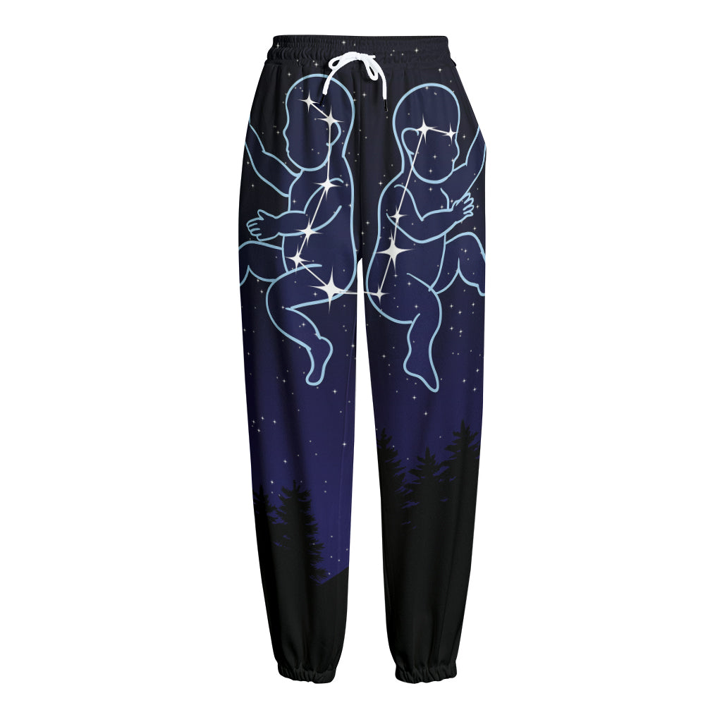 Gemini Constellation Print Fleece Lined Knit Pants