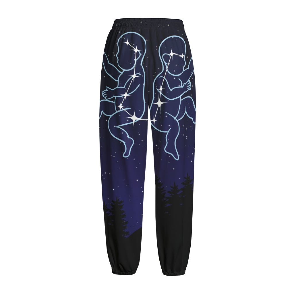 Gemini Constellation Print Fleece Lined Knit Pants