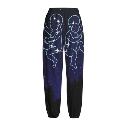 Gemini Constellation Print Fleece Lined Knit Pants