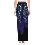 Gemini Constellation Print High Slit Maxi Skirt