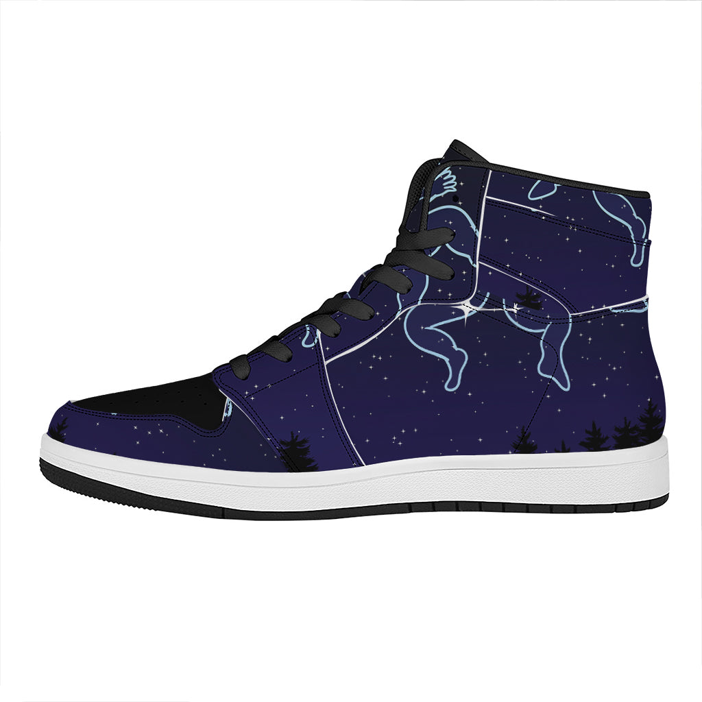 Gemini Constellation Print High Top Leather Sneakers