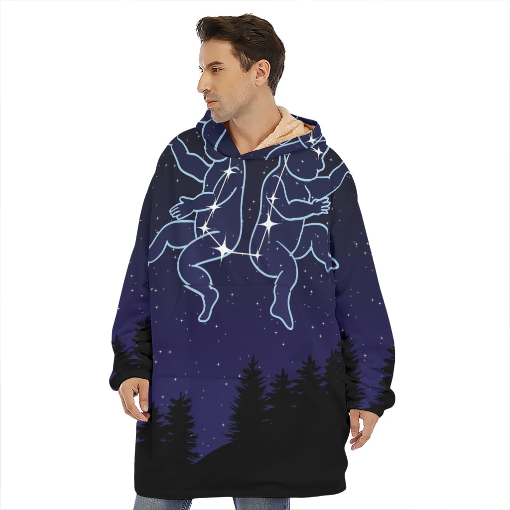 Gemini Constellation Print Hoodie Blanket