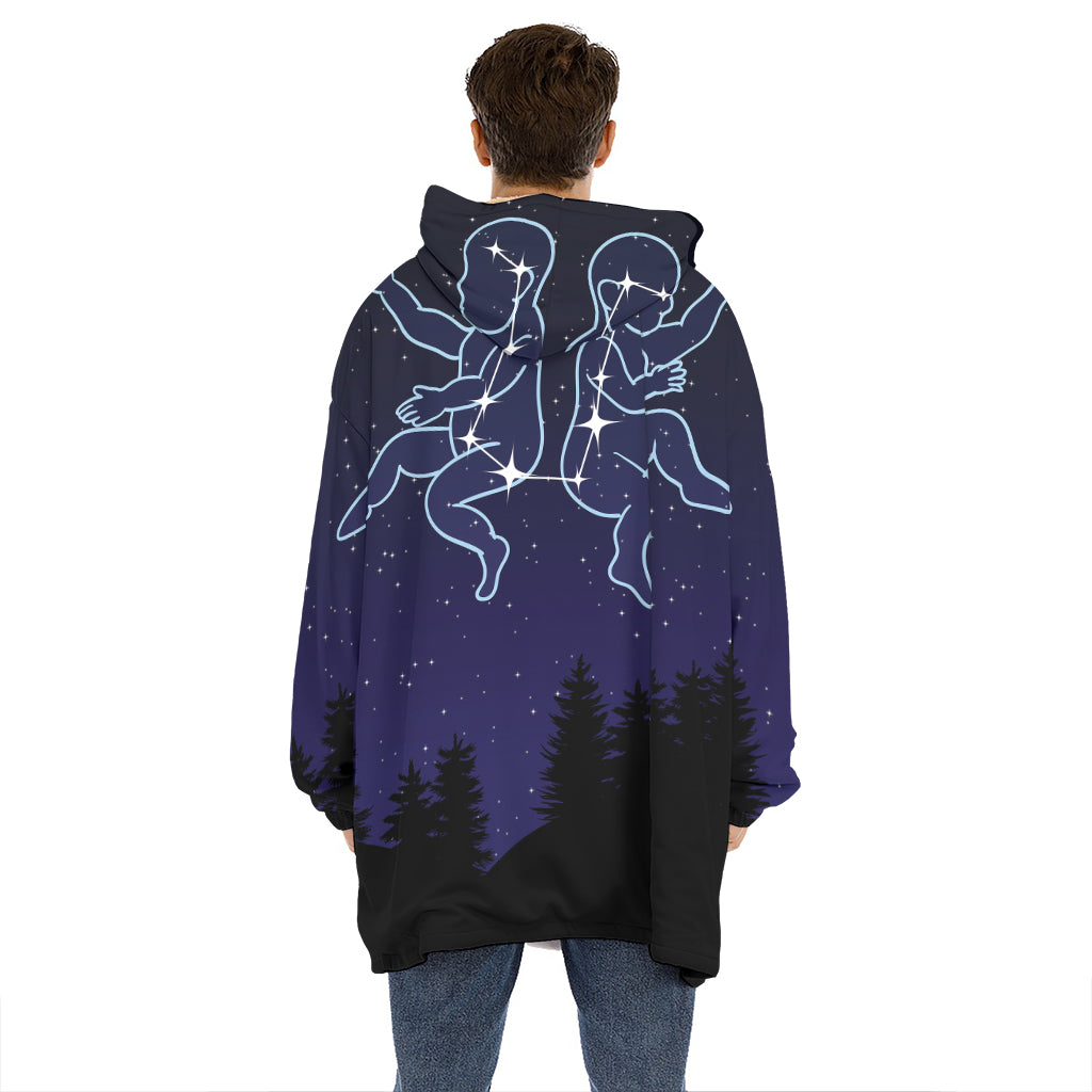 Gemini Constellation Print Hoodie Blanket