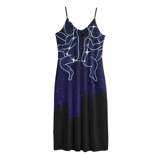 Gemini Constellation Print Jersey Midi Cami Dress