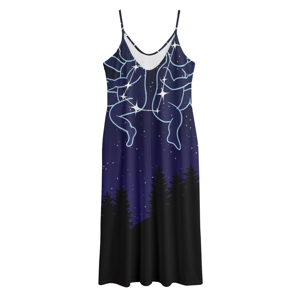 Gemini Constellation Print Jersey Midi Cami Dress
