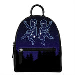 Gemini Constellation Print Leather Backpack