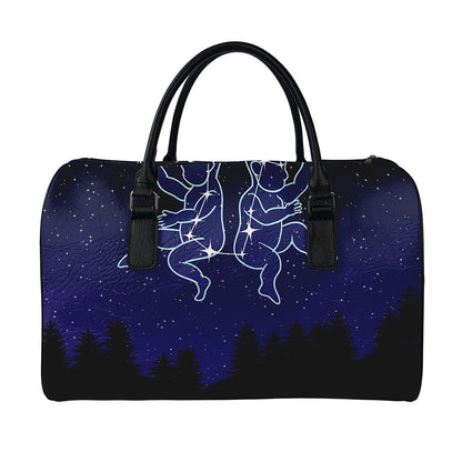Gemini Constellation Print Leather Duffle Bag