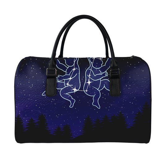 Gemini Constellation Print Leather Duffle Bag