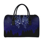 Gemini Constellation Print Leather Duffle Bag