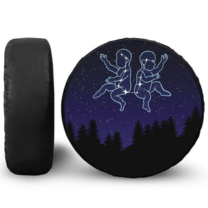 Gemini Constellation Print Leather Spare Tire Cover