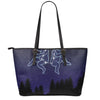 Gemini Constellation Print Leather Tote Bag