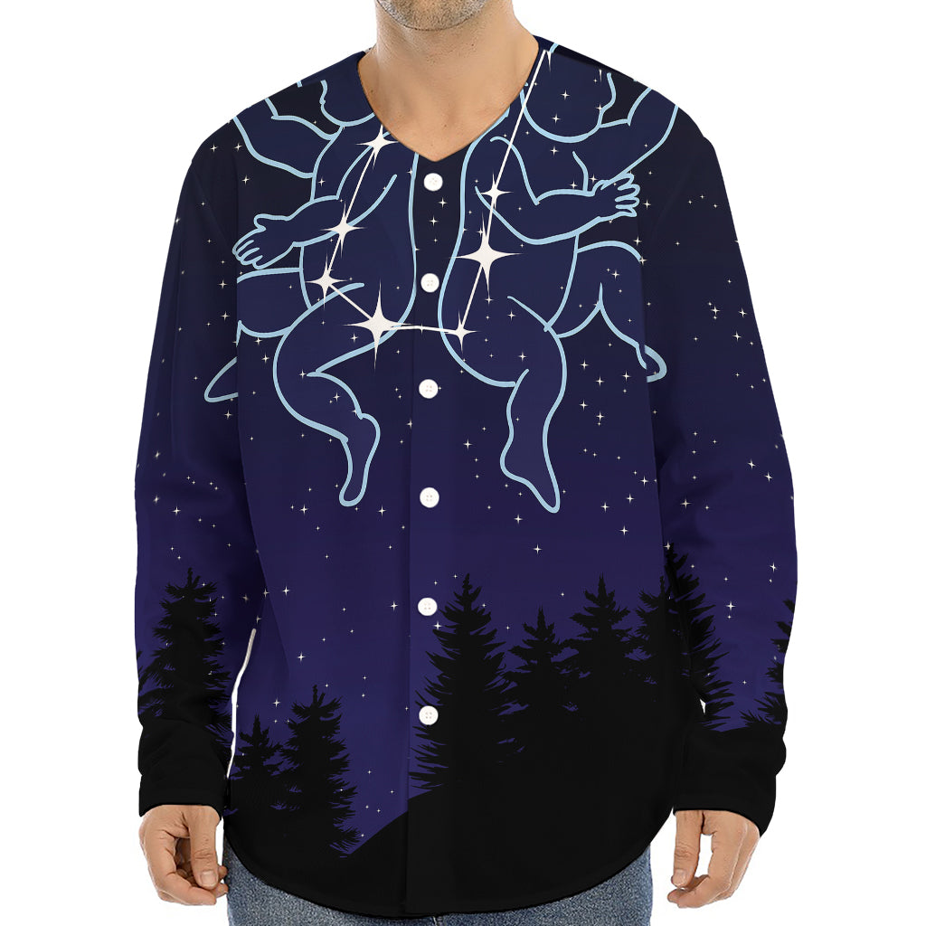 Gemini Constellation Print Long Sleeve Baseball Jersey