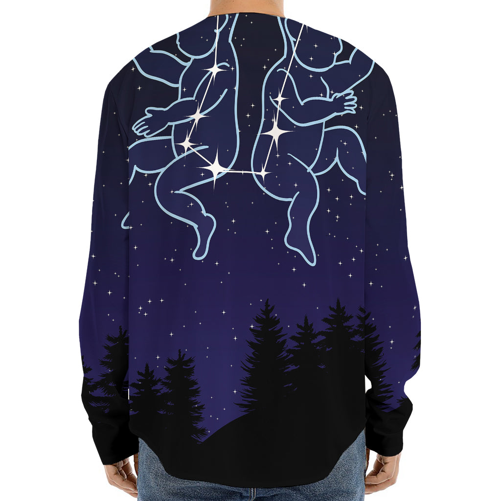 Gemini Constellation Print Long Sleeve Baseball Jersey