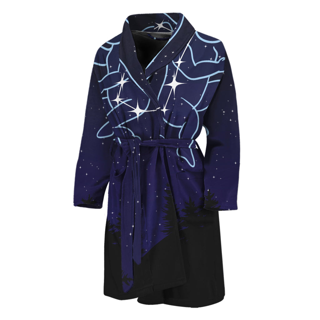 Gemini Constellation Print Men's Bathrobe