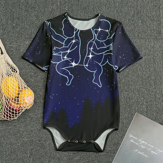 Gemini Constellation Print Men's Bodysuit