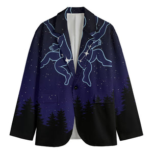 Gemini Constellation Print Men's Cotton Blazer