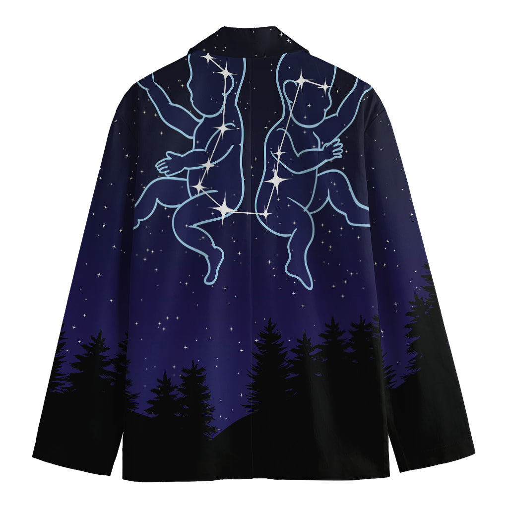 Gemini Constellation Print Men's Cotton Blazer