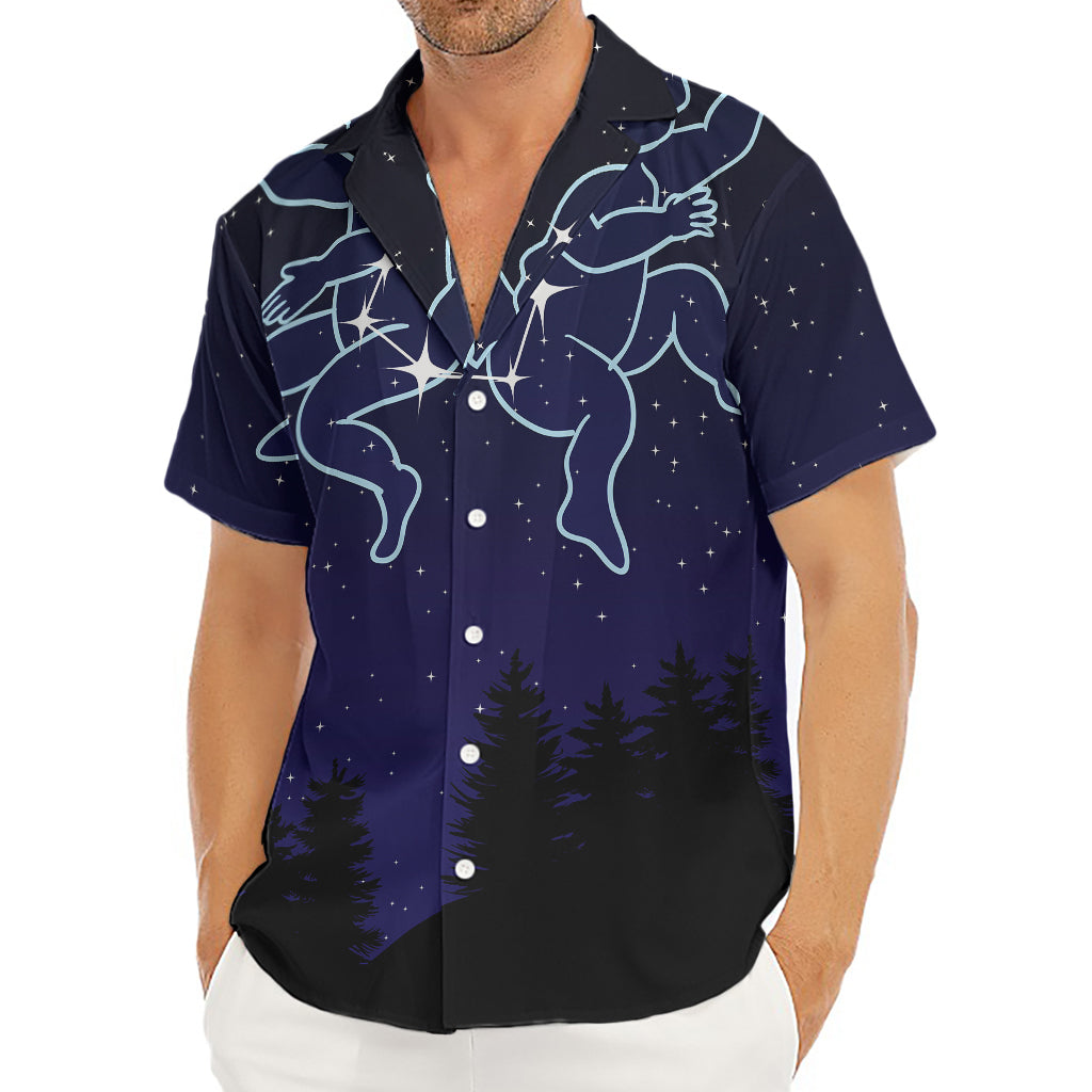 Gemini Constellation Print Men's Deep V-Neck Shirt