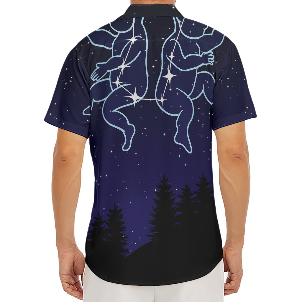 Gemini Constellation Print Men's Deep V-Neck Shirt