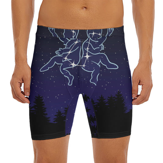 Gemini Constellation Print Men's Long Boxer Briefs