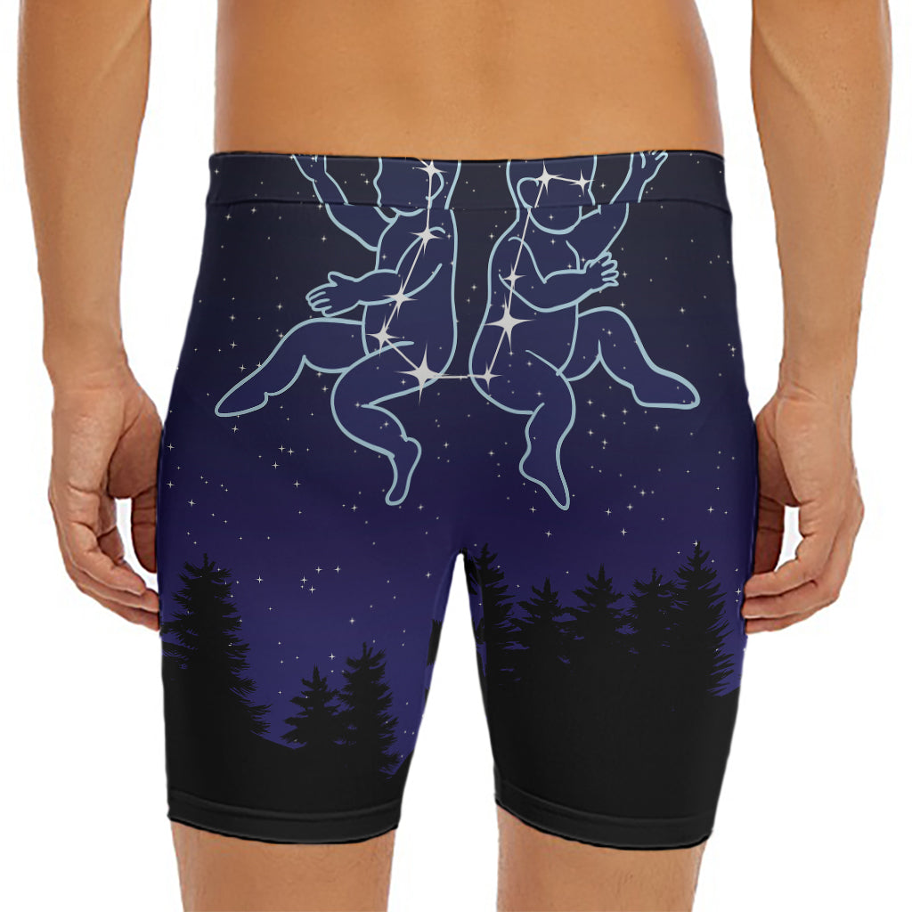 Gemini Constellation Print Men's Long Boxer Briefs