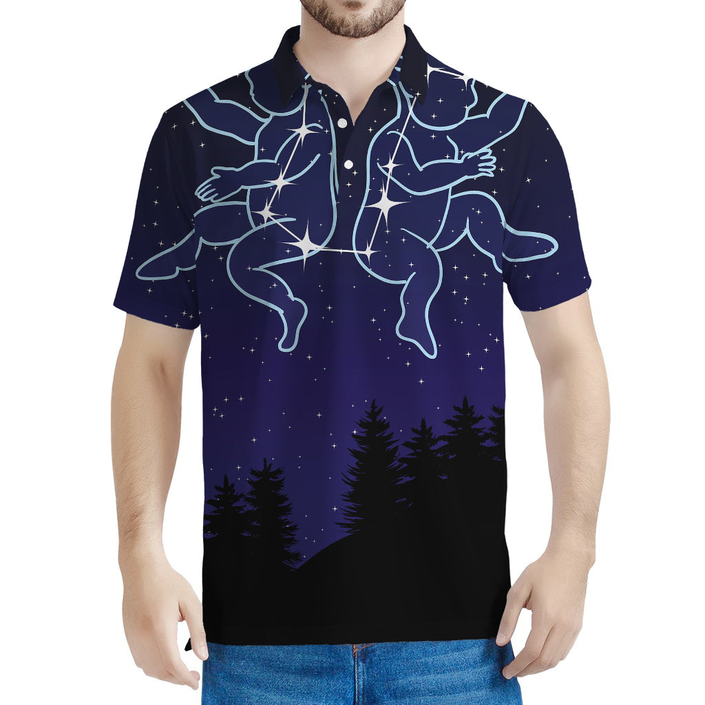 Gemini Constellation Print Men's Polo Shirt