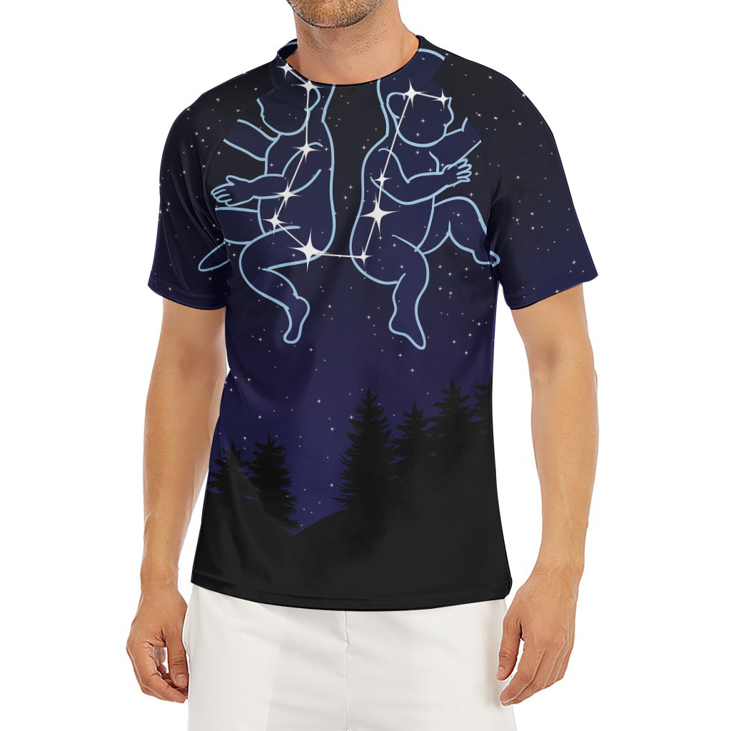 Gemini Constellation Print Men's Short Sleeve Rash Guard