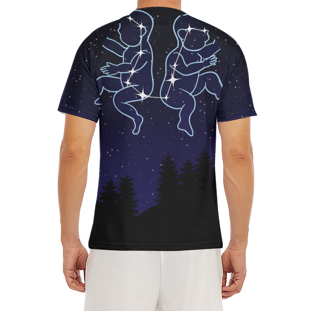 Gemini Constellation Print Men's Short Sleeve Rash Guard