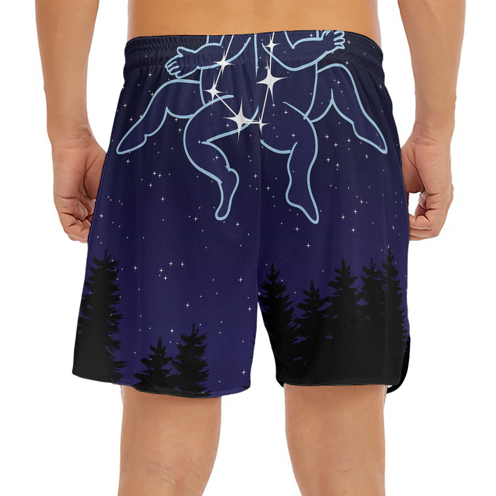 Gemini Constellation Print Men's Split Running Shorts