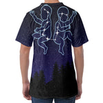 Gemini Constellation Print Men's Velvet T-Shirt