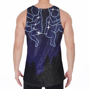 Gemini Constellation Print Men's Velvet Tank Top