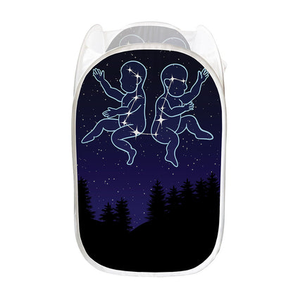 Gemini Constellation Print Mesh Laundry Hamper