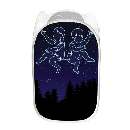 Gemini Constellation Print Mesh Laundry Hamper