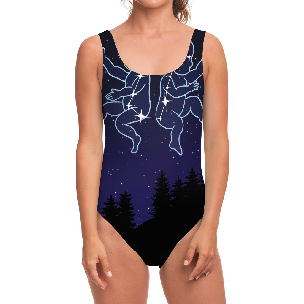 Gemini Constellation Print One Piece Swimsuit