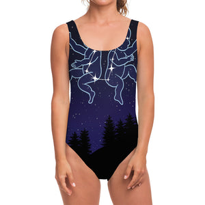 Gemini Constellation Print One Piece Swimsuit