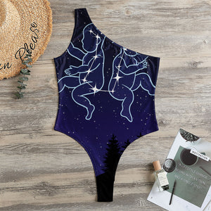 Gemini Constellation Print One Shoulder Bodysuit