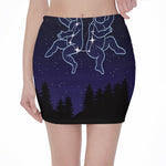 Gemini Constellation Print Pencil Mini Skirt