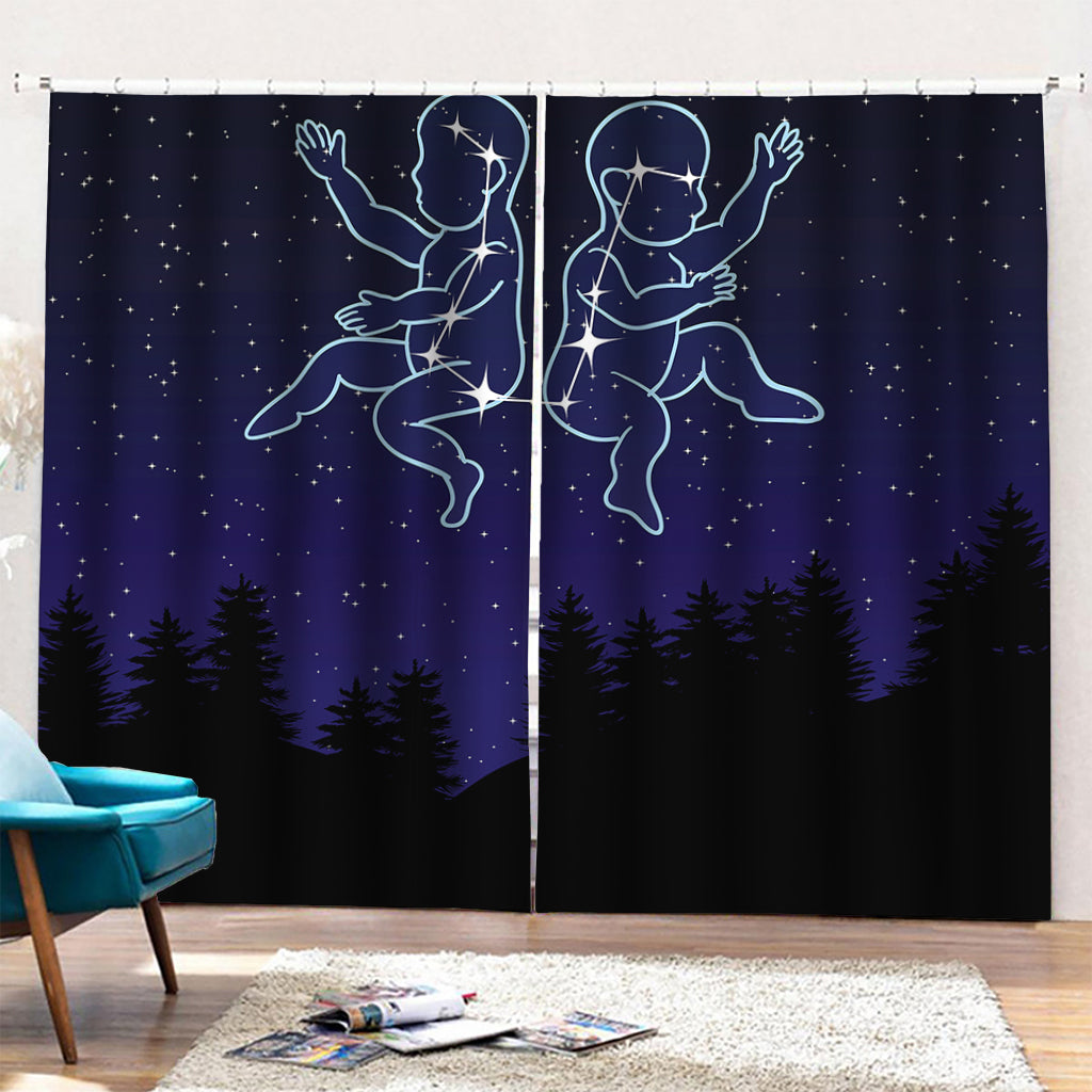 Gemini Constellation Print Pencil Pleat Curtains