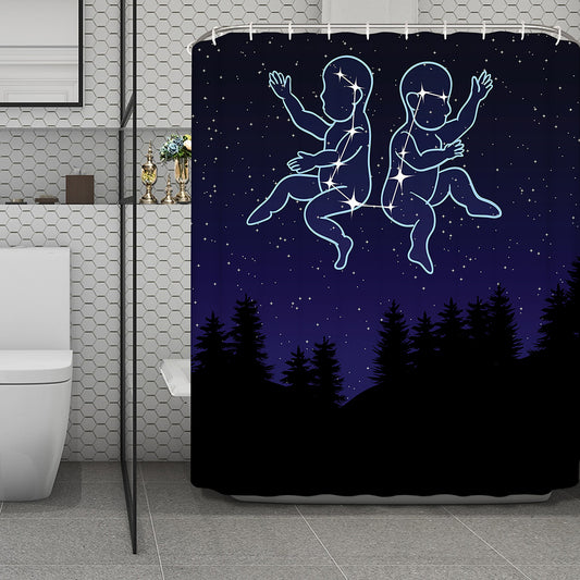 Gemini Constellation Print Polyester Shower Curtain