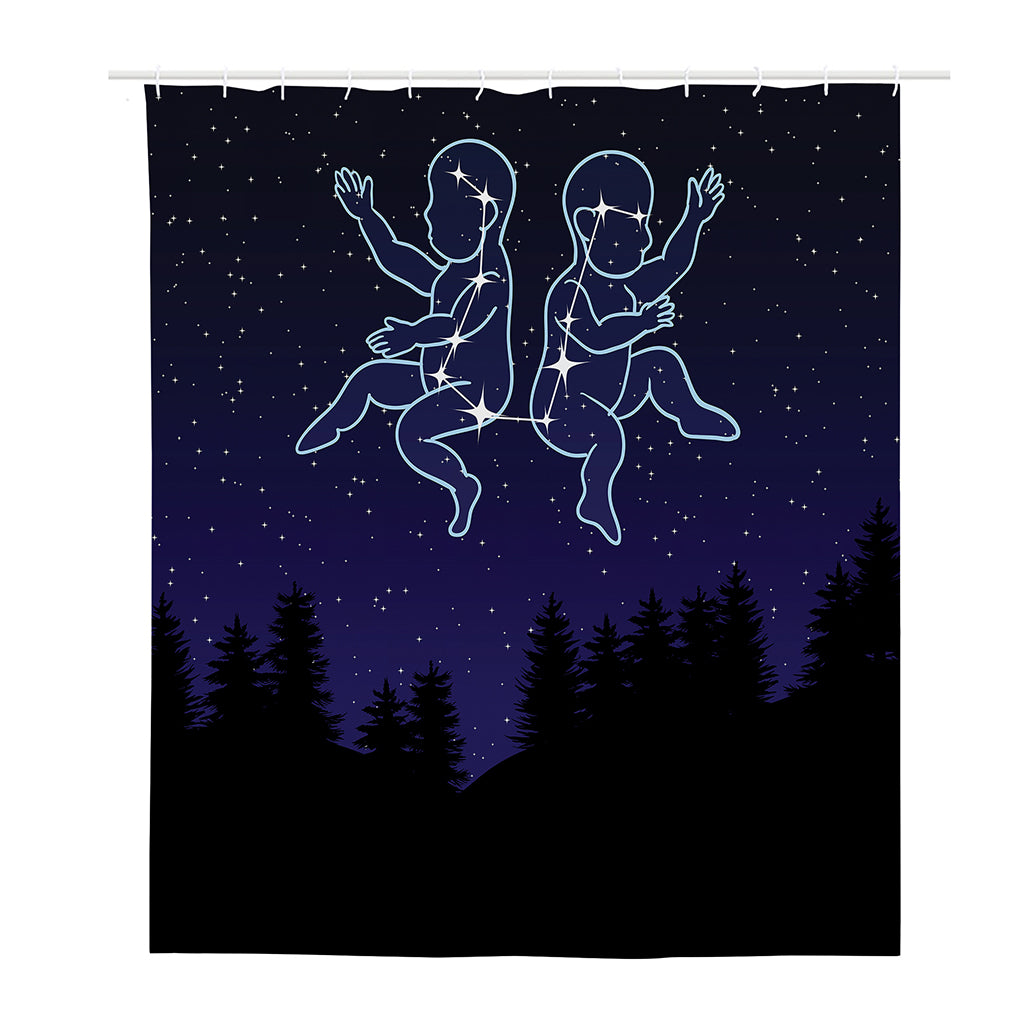 Gemini Constellation Print Polyester Shower Curtain